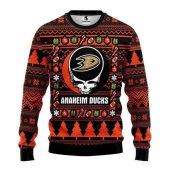 Anaheim Ducks Grateful Skull Ugly Christmas Sweater
