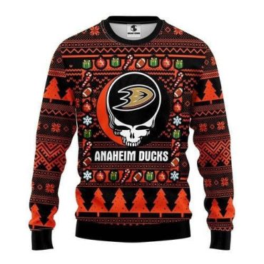 Anaheim Ducks Grateful Skull Ugly Christmas Sweater