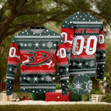 Anaheim Ducks Red Reindeer Blitz Ugly Christmas Sweater