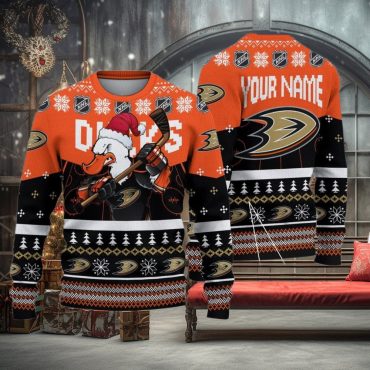 Anaheim Ducks Santa Slapshot Ugly Christmas Sweater