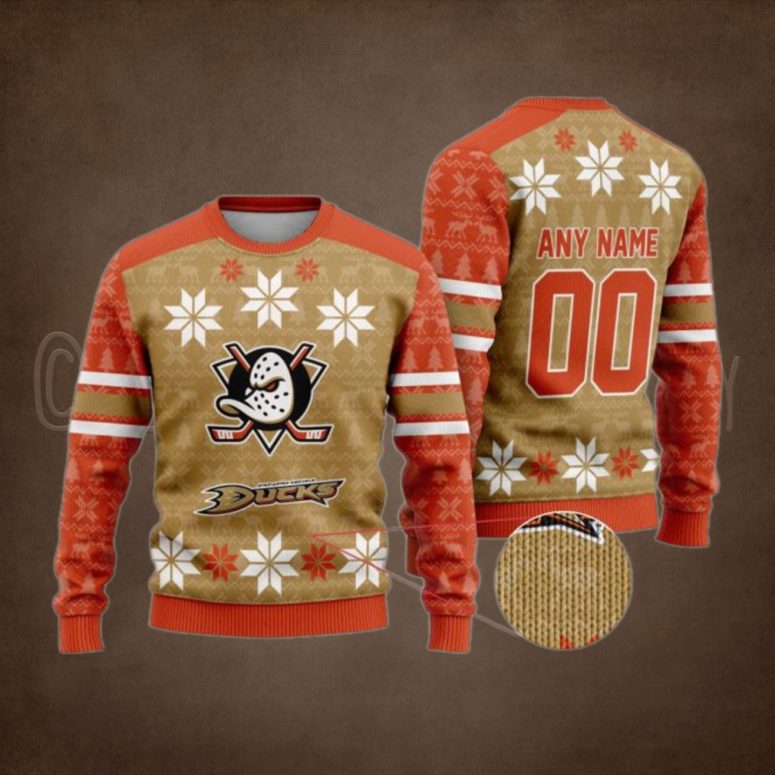Anaheim Ducks Vintage Snowflake Ugly Christmas Sweater
