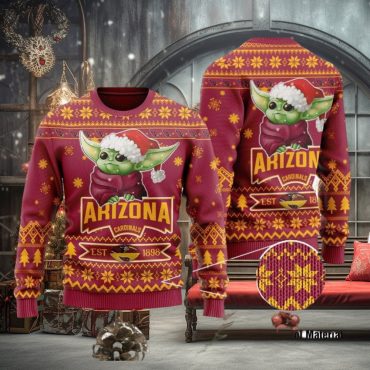 Arizona Cardinals Baby Yoda Cheer Ugly Christmas Sweater