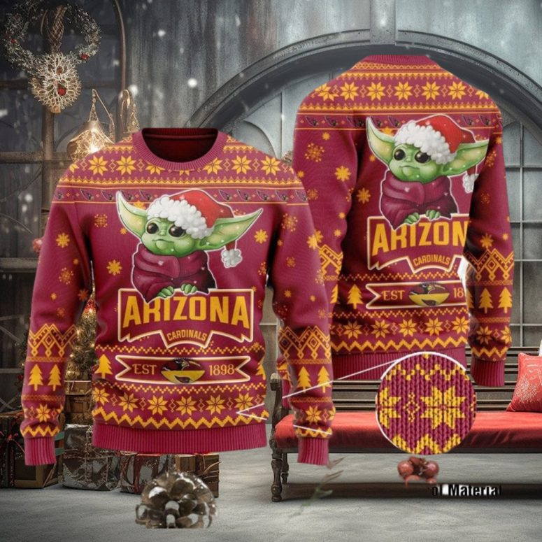 Arizona Cardinals Baby Yoda Cheer Ugly Christmas Sweater