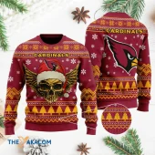 Arizona Cardinals Golden Skull Ugly Christmas Sweater