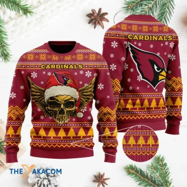 Arizona Cardinals Golden Skull Ugly Christmas Sweater