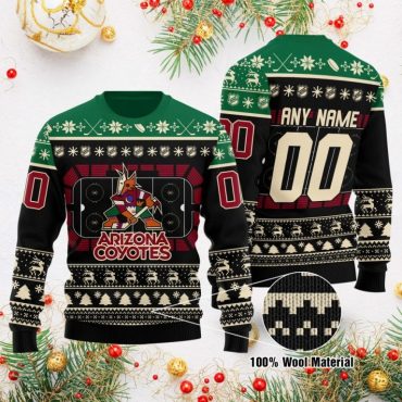 Arizona Coyotes Winter Ice Rink Ugly Christmas Sweater
