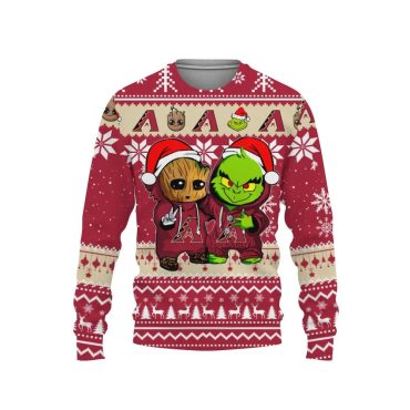 Arizona Diamondbacks Baby Groot And Grinch Ugly Christmas Sweater