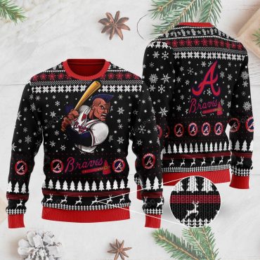 Atlanta Braves Snowy Batting Ugly Christmas Sweater