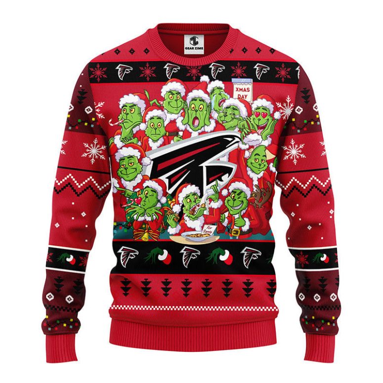 Atlanta Falcons 12 Grinch Xmas Day Ugly Christmas Sweater