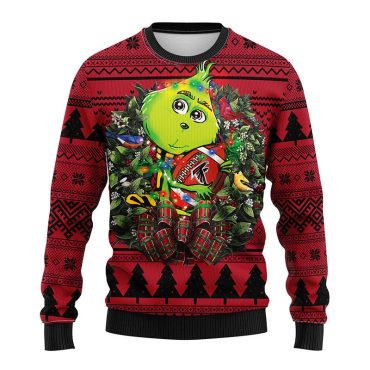 Atlanta Falcons Grinch Hug Ugly Christmas Sweater