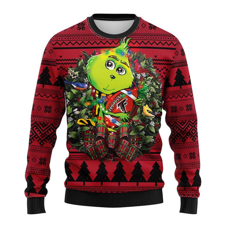 Atlanta Falcons Grinch Hug Ugly Christmas Sweater