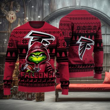 Atlanta Falcons Grinchy Game Day Ugly Christmas Sweater