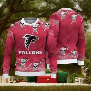 Atlanta Falcons Skull & Snowflakes Holiday Ugly Christmas Sweater