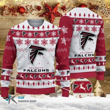 Atlanta Falcons Snowflakes and Reindeer Ugly Christmas Sweater