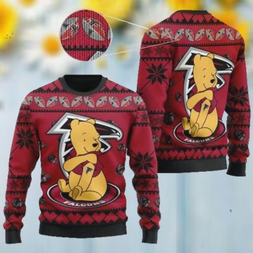 Atlanta Falcons Winnie the Pooh Holiday Cheer Ugly Christmas Sweater