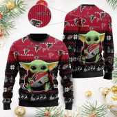 Baby Yoda Hug Atlanta Falcons Ugly Christmas Sweater