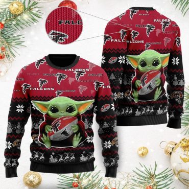 Baby Yoda Hug Atlanta Falcons Ugly Christmas Sweater