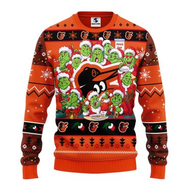Baltimore Orioles 12 Grinch Xmas Day Ugly Christmas Sweater