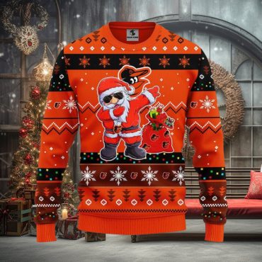 Baltimore Orioles Dabbing Santa Claus Christmas Ugly Sweater