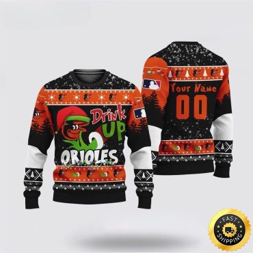 Baltimore Orioles Drink Up Ugly Christmas Sweater