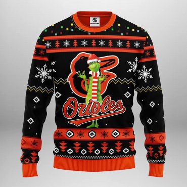 Baltimore Orioles Funny Grinch Ugly Christmas Sweater