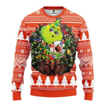 Baltimore Orioles Grinch Hug Ugly Christmas Sweater