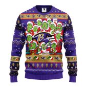 Baltimore Ravens 12 Grinch Xmas Day Ugly Christmas Sweater
