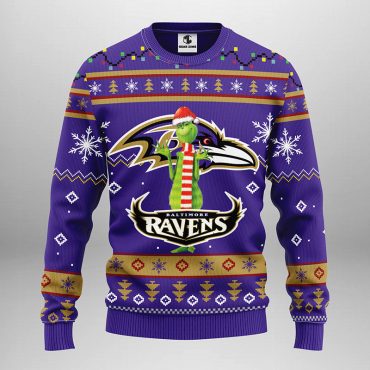 Baltimore Ravens Funny Grinch Ugly Christmas Sweater