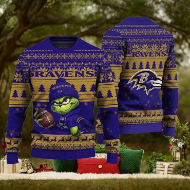 Baltimore Ravens Grinch Gridiron Ugly Christmas Sweater