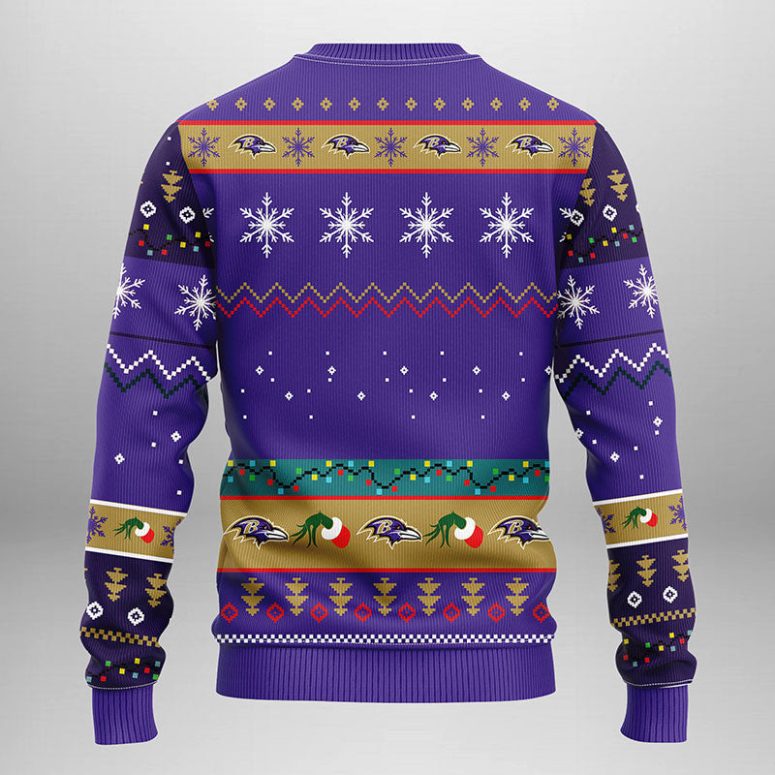 Baltimore Ravens Grinch Hand Ugly Christmas Sweater
