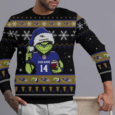 Baltimore Ravens Grinch Ugly Christmas Sweater