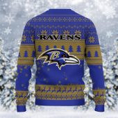 Baltimore Ravens Grinch With Ball Ugly Christmas Sweater Back - TeeUgly