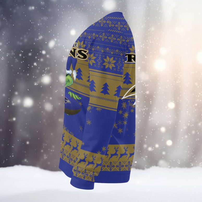 Baltimore Ravens Grinch With Ball Ugly Christmas Sweater