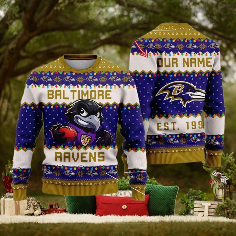 Baltimore Ravens Holiday Cheer Raven Ugly Christmas Sweater