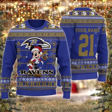 Baltimore Ravens Mickey Mouse Ugly Christmas Sweater
