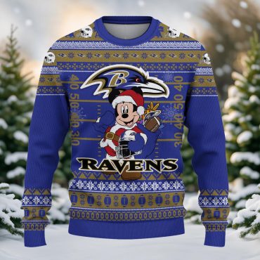 Baltimore Ravens Mickey Mouse Ugly Christmas Sweater