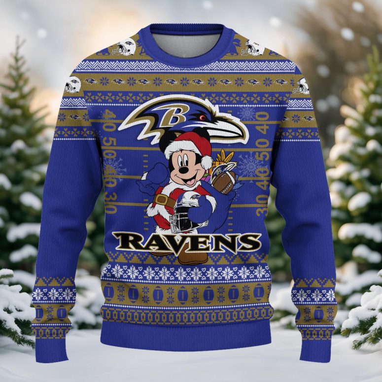Baltimore Ravens Mickey Mouse Ugly Christmas Sweater