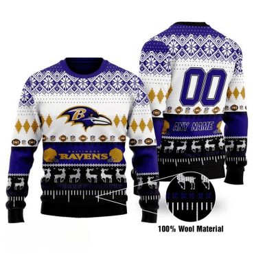 Baltimore Ravens Reindeer Football Ugly Christmas Sweater