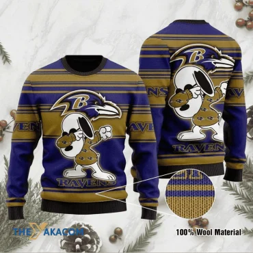 Baltimore Ravens Snoopy Dabbing Ugly Christmas Sweater