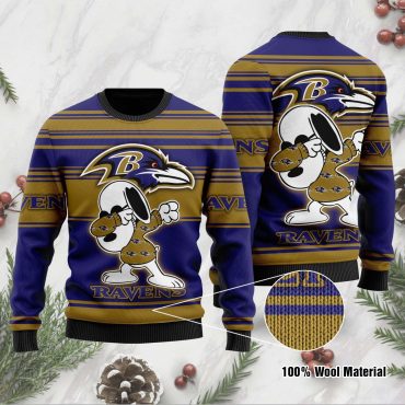 Baltimore Ravens Snoopy Game Day Ugly Christmas Sweater