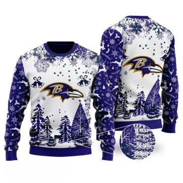 Baltimore Ravens Snowfall Ugly Christmas Sweater