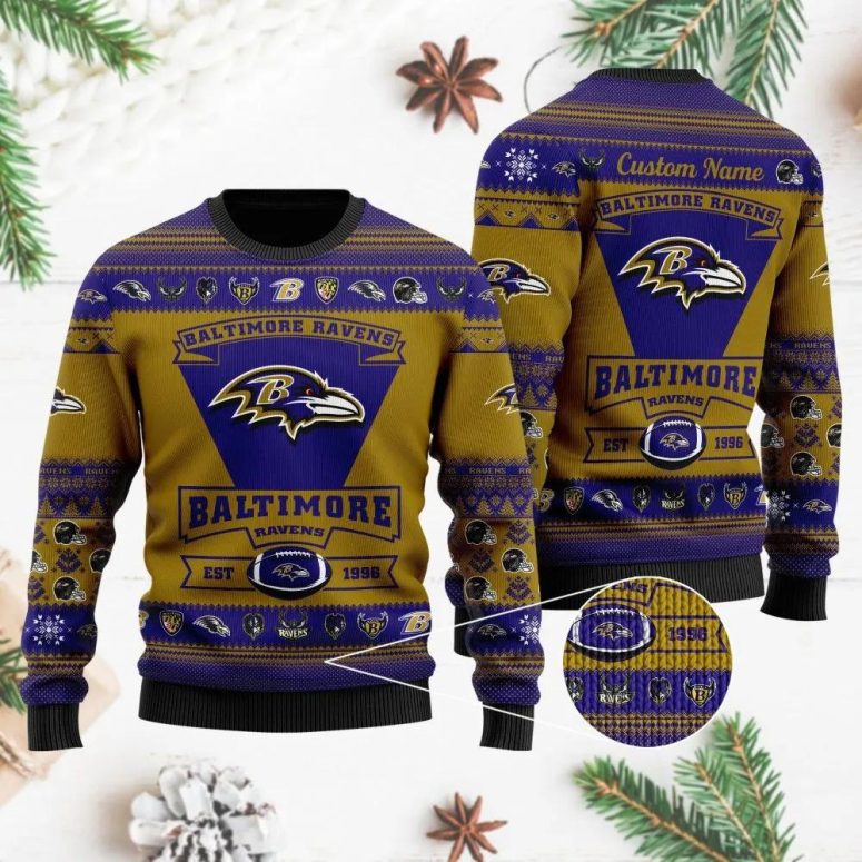 Baltimore Ravens Vintage Logo Ugly Christmas Sweater