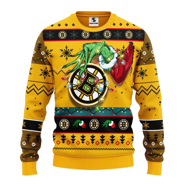 Boston Bruins Grinch's Holiday Twist Ugly Christmas Sweater