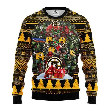 Boston Bruins Holiday Cheer Christmas Tree Ugly Christmas Sweater