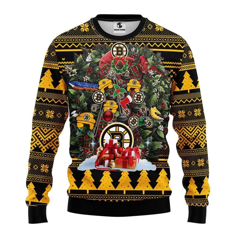 Boston Bruins Holiday Cheer Christmas Tree Ugly Christmas Sweater