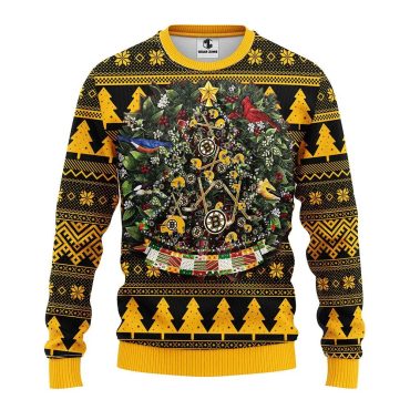 Boston Bruins Holiday Wreath Cheer Ugly Christmas Sweater