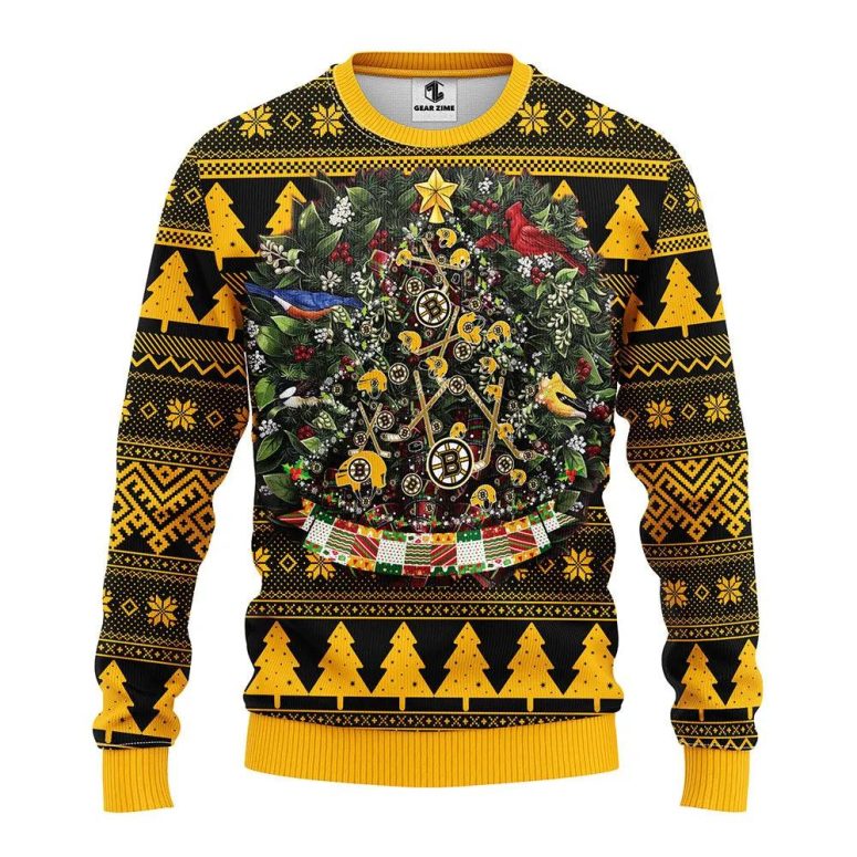 Boston Bruins Holiday Wreath Cheer Ugly Christmas Sweater