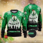Boston Celtics Sleigh Ride Hoops Ugly Christmas Sweater