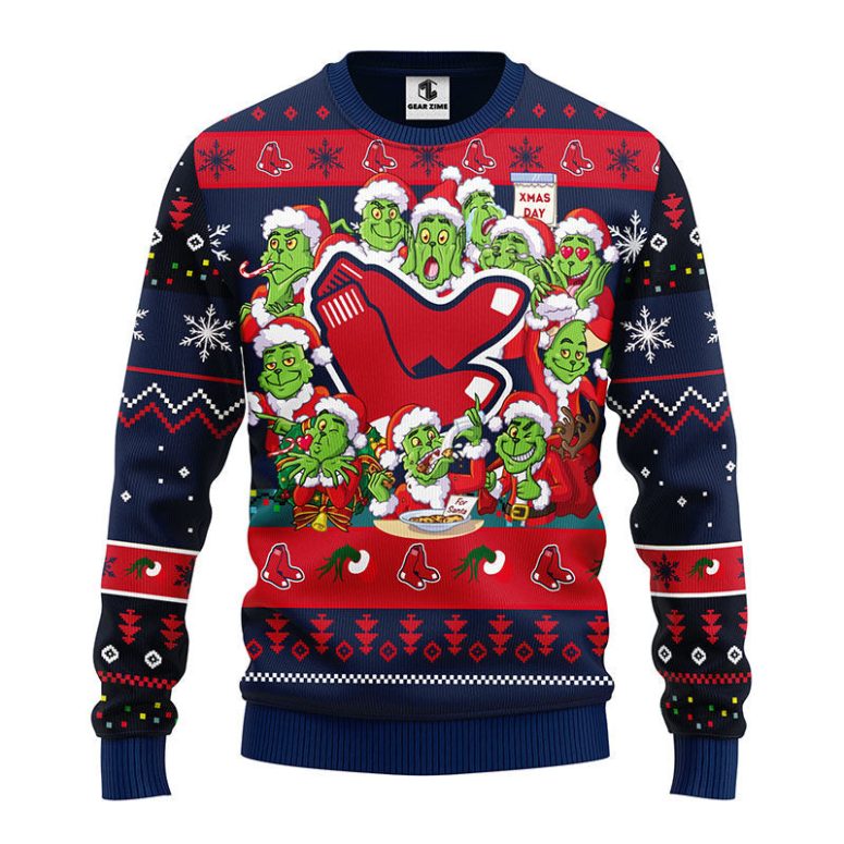 Boston Red Sox 12 Grinch Xmas Day Ugly Christmas Sweater