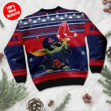 Boston Red Sox Football Team Logo Custom Name Ugly Christmas Sweater